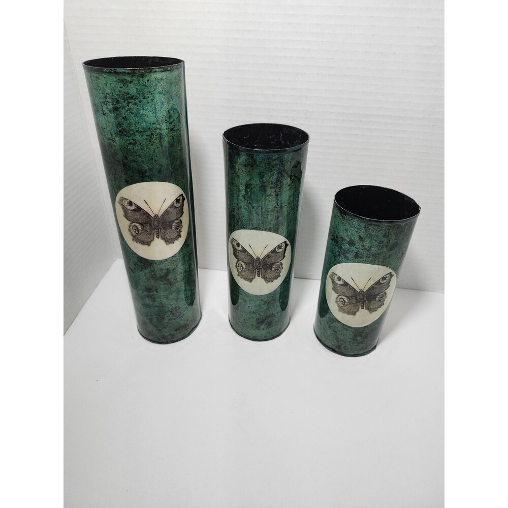 Set Of 3 Metal Vases